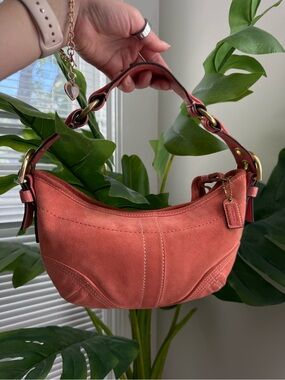 Coach Coral Suede Shoulder Hobo Bag